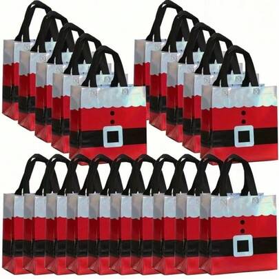 Borsa regalo di Natale con manico, confezione festiva rosso brillante, in poliestere spesso e durevole, dimensioni 23x22x11cm, grande capacità, adatta per regali di compleanno, anniversario, vacanze e scambi di regali