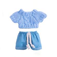 Ropa de muñeca de 17 cm, compatible con Labubu, 1 set de decoración - Conjunto de suéter y pantalones de moda, adecuado para muñecas de 17 cm, accesorios lindos de BuLabu, para jugar y exhibir (zapatos y muñecas no incluidos)