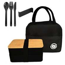 2 piezas/Set Caja de almuerzo portátil sellada con tapa y bolsa refrigeradora, bolsa de almacenamiento de alimentos simple y grande, caja de almuerzo apilable, recipiente para bocadillos. Adecuado para volver a la escuela, la universidad, la oficina, el campamento, el picnic, los útiles escolares, la organización y los accesorios de cocina, volver a la escuela - Multicolor - Ver 10