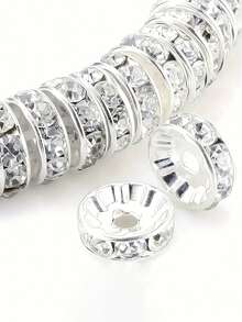 103 Stücke 6mm/73mm Silber Kristall Abstandsperlen, ideal für das Basteln von Armbändern und Halsketten