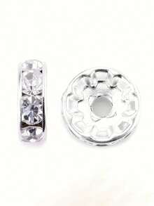 103 Stücke 6mm/73mm Silber Kristall Abstandsperlen, ideal für das Basteln von Armbändern und Halsketten