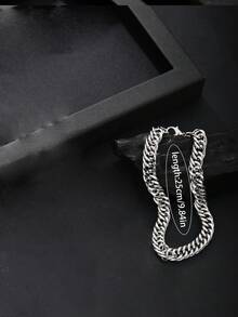 2pcs Men's Silver Watch Set: Casual Fashion Men's Watch With Black Dial And Diamond Decor + Cuban Link Bracelet - Valentine's Day, Birthday, Father's Day, Anniversary Gift, Suitable For Business And Daily Wear