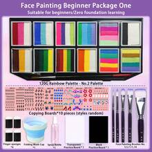 Kit de pintura facial - Set de maquillaje facial para fiestas de cumpleaños, Halloween y Navidad - 42 colores vibrantes, activado por agua, amigable para piel sensible - Pinceles para adultos y niños