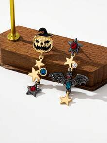 1 Pair Halloween Bat & Pumpkin Dangle Earrings, Women Halloween Accessories Suitable For Funny, Party, Holiday Wear - Multicolor - View 3