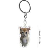 1pc Creative Meme Acrylic Keychain Pendant Funny Backpack Ornament Accessories School Bag Purse Pendant Gift Souvenir Car Accessories Bag Charm Cute Goth Y2k - 棕色 - 查看 3