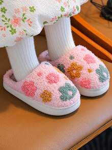 Pantuflas de niña para otoño/invierno, pantuflas acolchadas cómodas y cálidas con forro de peluche y bordado para niños pequeños/niños pequeños/niños mayores para interiores/exteriores - Rosa - Ver 8