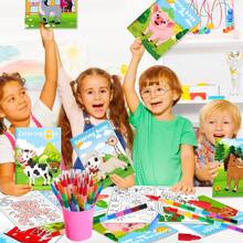 Ratoyal 48Pcs Farm Coloring Books With Stacking Crayons, Valentines Classroom Exchange Gifts, Holiday Party Favors, Back To School Gifts, Goodie Bag Fillers, Valentines Gifts, Christmas Birthday Gifts, Mini Barn Animal Activity Books Bulk: Cows, Horses - 彩色 - 查看 4