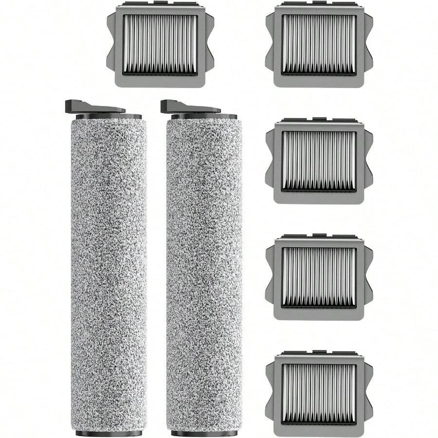 Vacuum Mop Parts Compatible With Tineco Roller Brush, Suitable With Ifloor 3 Series, Floor One S3 Series, Ifloor 5 Breeze Cleaner, Set Includes 2 Roller Brushes And 5 Filters - [S3]2 Roller + 5 Filter - View 1