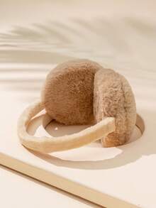 1pc Winter Warm Men's Foldable Hamburger Ear Muffs, Korean Style Fluffy Outdoor Ear Warmers