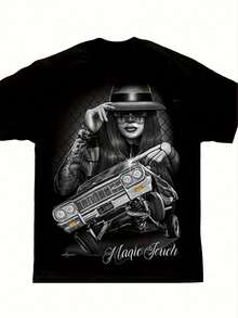 DGA D Gonzales Magic Lowrider Art Shirt Comfortable Cotton Men'S Round Neck Short Sleeves-Shirt 180g - 黑色 - 查看 1