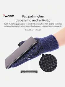 男女通用冬季手套 - 升级版触摸屏寒冷天气保暖针织手套，适合跑步、驾驶、徒步旅行 - 藏蓝色 - 查看 11