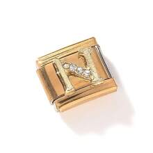 1 件 26 个字母模块化手链焊接 DIY 珠宝配件 - 金色鑲鑽-金底 - 查看 12