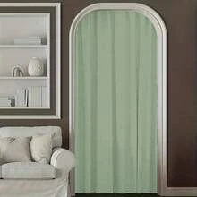 1pc Elegant Gray & White Blackout Curtain, Beige & Gray Divider Door Curtain, Shower Curtain - Black Backing, Thick, Rod Pocket Design, Suitable For Kitchen Divider, Living Room, Bedroom And Office Privacy And Heat Insulation - Green - View 6