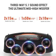 HOPESTAR bocinas de bluetooth,Bocina Bluetooth portátil,bocinas de bluetooth sonido fuerte,graves profundos estéreo de 100 W, bocinas de bluetooth grandes,Altavoz sonido potente,  altavoz inalámbrico para fiestas en interiores y exteriores, ideal para camping, playa, fiestas, compatible con TWS/USB/tarjeta TF/AUX - Negro - Ver 8