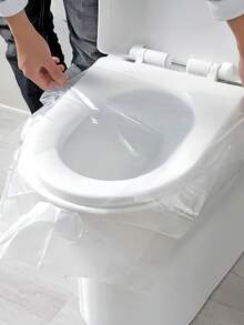 300PCS Travel Toilet Mats Disposable Toilet Mats Independent Small Package Disposable Toilet Seat Cover Hygienic, Waterproof, Portable - Travel Essential, Suitable For Airplanes, Hotels, Camping Summer Hygienic Bathroom Toilet Mats - Clear - View 2