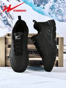 STARNOVO 黑色休闲运动鞋，男士皮革鞋面，轻便、时尚、舒适透气软底，适合休闲和跑步，健身房 2000 年代风格情人节创意 - 黑色 - 查看 5