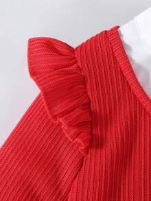 2pcs/Set Girls Casual Long Sleeve Top And Butterfly Print Blue Straight Leg Jeans Pants Outfit, Autumn/Winter New Arrival - Multicolor - View 5