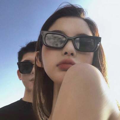 1/2/4Pairs Retro Square Glasses Sets, New Fashion Square For Men And Women With A Sense Of Luxury, Cross-Border Big Face Slimming , Narrow Frame With Polarized Lenses, Classic Black Square Frame Business Casual Gifts Vacay Vacay Vibes