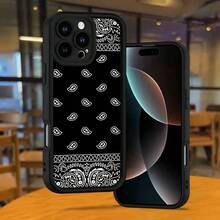 Flor de anacardo creativa, estuche de teléfono con diseño, agarre cómodo,  de moda, protección gruesa, resistente a golpes y caídas, material TUP, adecuado para la serie de  16, 11, 12, 13, 14 y 15. - Negro - Ver 10