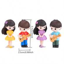 2pcs/Set Mini Boy Girl Guitar Sweet Lovers Couple Figurines Craft Fairy Dolls Valentine's Day Wedding Accessories Home Decor