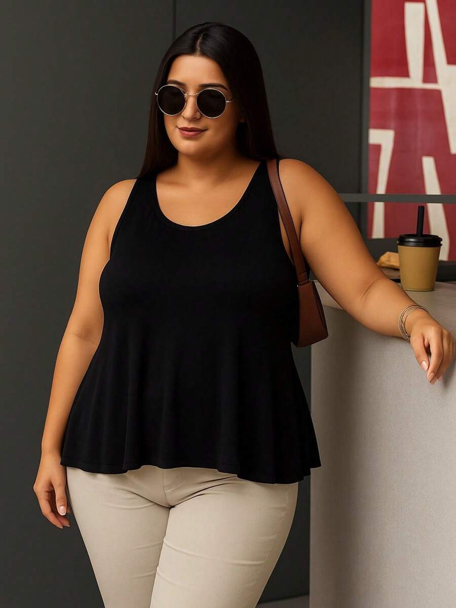 Women's Plus Size Summer Tank Top G1 To G3 - màu đen - Xem 1