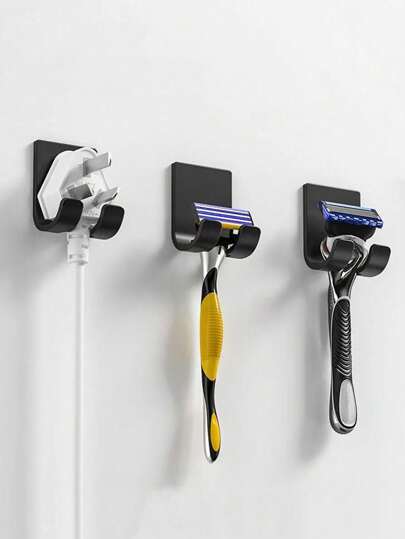 1 pieza/3 piezas/6 piezas Ganchos adhesivos para pared de baño sin taladro, accesorios y herramientas de baño para colgar cepillos de dientes, afeitadoras, enchufes y toallas en el hogar o dormitorio