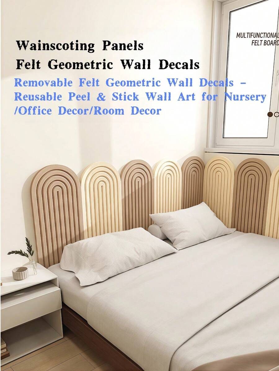 1pc Felt Arch Wall Sticker, Home Wall Transformation Felt Board, Wall Decor Padding, Headboard Wall Wrap, Suitable For Room Decoration, Storage Organization, Bedroom Sound Insulation, Wall Covering, Wall Transformation, Bedroom Headboard Anti-Collision, Room Graffiti Covering, Applicable To Bedroom/Study/Office/Dorm/Classroom Etc.