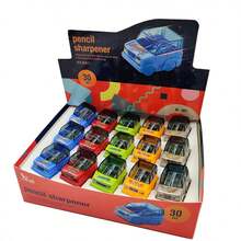 3pcs Creative Cartoon Car Shaped Pencil Sharpeners - Flip-Top Design, PVC, Suitable For Students And Office Use - Random Color - Multicolor - View 9