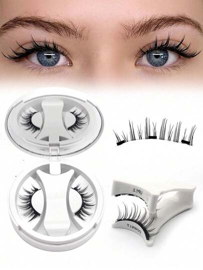1对自然磁性假睫毛，无需胶水，手工制作，可重复使用，长度5-13毫米，三步夹式假睫毛器，适合婚礼、派对、约会、旅行、日常佩戴，非常适合初学者，也适合婚礼、约会、派对、节日等场合，是圣诞节/万圣节/送礼佳品。