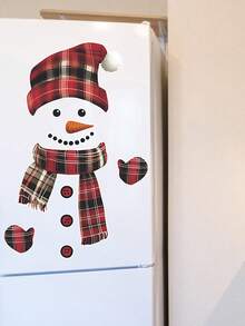 1 Pc Christmas Splicing Cute Christmas Snowman Stickers Can Be Used For Glass Refrigerator Toilet Bathroom Decoration Self-Adhesive Removable Wall Stickers
