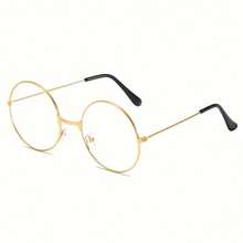 Gold Rim Round Clear Lens Glasses - Minimalist Style, Durable Metal Frame, Lightweight And Comfortable For Everyday Wear - 金黃 - 查看 3