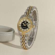 PROKING 1pc 26mm Women's Watch, Elegant & Charming, Business Stylish, Super Waterproof, High-End Luxury Calendar Wristwatch, Stainless Steel Case & Strap, Japanese Movement, Roman Numeral Dial, Quartz, Daily Wear, Gift For Birthday, Holiday