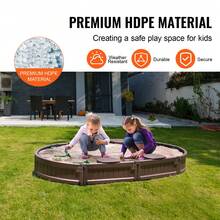 Sandbox With Cover, 72 X 41.5 X 9.1 In Oval Sand Box, HDPE Sand Pit With 4 Corner Seating And Bottom Liner, Kids Sandbox For Outdoor Backyard, Beach, Park, Gift For Boys Girls Ages 3-12, Brown - Brown - View 6