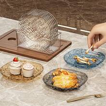 Juego de 6 platos de cena, plato de cena transparente con ondas de agua, plato de hueso, plato de ensalada, vajilla reutilizable apta para plato de pastel, pasta, filete, fruta en restaurantes, cocinas, picnics al aire libre, escuelas