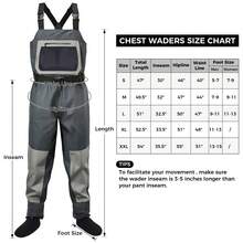 4-Ply Ultra Breathable Light Weight Stockingfoot Waders Chest-High Fly Fishing Waders For Men Women Waterproof Hunting Fishing Waders Perfect For 4 Seasons - 灰色 - 查看 5