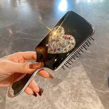 1 pieza Serie Diamante (Diamante Blanco) Cepillo de aire con cojín de rhinestone brillante y de moda, cepillo de aire rizado y esponjoso, peine de masaje anti-estático para uso seco/húmedo en el hogar, cepillo de cabello de nicho Y2K, cepillo grande y esponjoso para flequillo para mujeres, multicolor con rhinestones, regalo de cumpleaños, fiesta, vacaciones, Año Nuevo, San Valentín, Ramadán, arte decorativo de diamantes - Multicolor - Ver 15