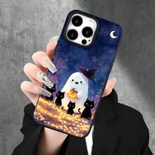 Fundas y carcasas protectoras con diseño de calabazas de Halloween y orificios grandes, compatibles con phone 16 Pro Max, 16, 15 Pro, 14, 14 Plus/14 Pro Max, 13, 13 Pro, 12 Pro, 11/11 Pro. Regalos para cumpleaños y festividades - Negro - Ver 2