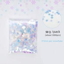 3000 件/50 克圣诞雪花五彩纸屑装饰冰雪奇缘生日派对装饰彩虹色雪花桌面五彩纸屑闪光雪花亮片适用于冬季仙境派对装饰圣诞派对装饰 - 銀色 - 查看 3