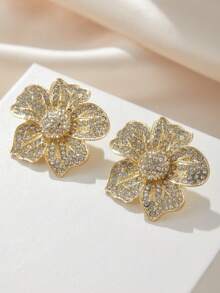 Ellevyn 1 对美观大花设计耳环，女士全闪亮冰晶 CZ 闪耀女式耳环婚礼珠宝 - 耳環 - 查看 11