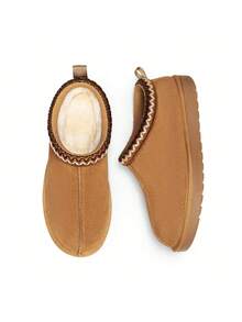 Pantuflas de Invierno para Mujer, Zapatos Peludos para Interiores y Exteriores - Caqui - Ver 7