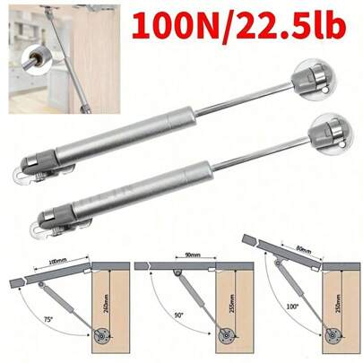 100N/22.5磅缓降液压铰链，金属表面抛光，适用于厨柜、家具、玩具箱