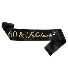 生日派对绶带 - 精美绶带 18 岁 21 岁 30 岁 40 岁 50 岁 60 岁 70 岁生日派对装饰及用品（黑色） - 黑色 - 查看 8