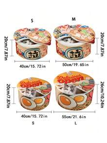 1 Stück vintage Katzen Bett Haus, Design einer Instantnudelverpackung, warmes atmungsaktives Katzen & Hunde Kennel Bett mit Kissen Halter, gemütliches Nest für Haustiere