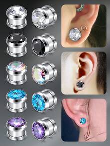 CIZME 4-16mm 2pcs Ear Gauges Stainless Steel Ear Tunnels Plugs Stretchers Expande Ear Piercing Jewelry For Women Men - Auricle - View 12
