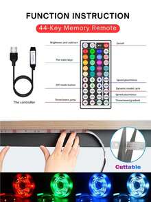 ONELEDWANGRX 1 pezzo Telecomando a 44 tasti con memoria per strisce LED per decorazione festa della mamma, set di strisce luminose RGB da 1m-15m/3,3ft-50ft a 5V USB, luce notturna a LED multicolore con fili di rame, adatta per retroilluminazione TV, illuminazione ambiente di soggiorno, camera da letto, barra luminosa al neon, effetto scintillante