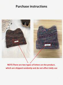 1 件扎染可爱涤纶针织猫耳帽，秋冬款