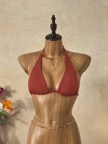 Bellisia Top de biquíni com miçangas e detalhes para mulheres, ideal para férias na praia no verão