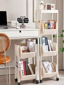 Prateleira de canto portátil, estante móvel, prateleira com rodinhas de vários níveis, estante móvel para brinquedos e livros, organizador familiar para artigos de papelaria, ideal para banheiro, sala de estar, quarto e outros cantos, embaixo da mesa e em outras superfícies, uma solução prática para armazenamento e organização. - Multicolorido - Ver 6