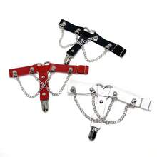 Women's Leg Garter, Punk Rivet PU Leather Sock Suspender, Leg Decor Garter Belt - Multicolor - View 2