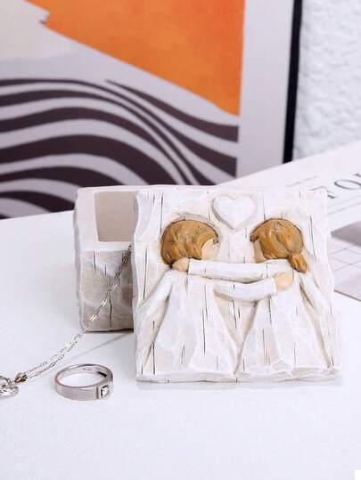 1pc Resin Friendship Jewelry Keepsake Box Carved Hand Painted Keepsake Box Anniversary Box Home Decor Box Friendship Gift Suitable For Mom, Grandma And Women Birthday Keepsake Box Christmas Gift